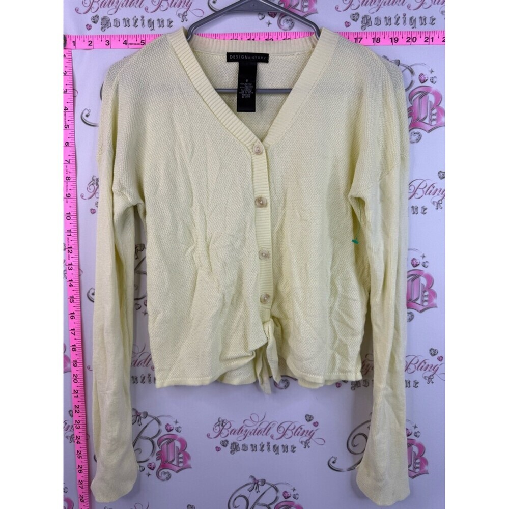 Design History button up butter Soft Pale Yellow Button-Front Knit Cardigan